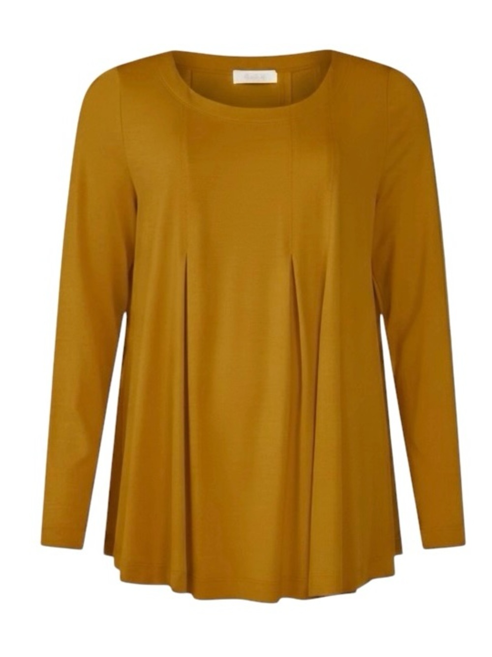 Noen Jersey Pleated Oversized Long-Sleeve Mustard Tunic Top Size 12 Lagenlook